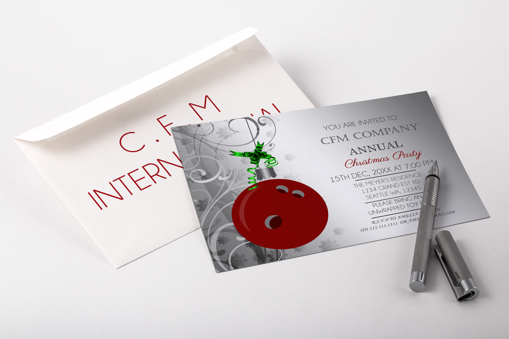 Corporate Holiday bowling party invitations