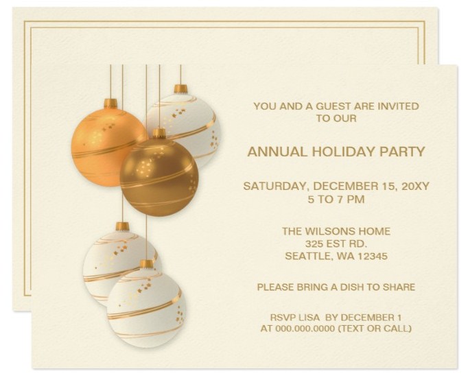 White and Gold Elegant Corporate Holiday Party Card