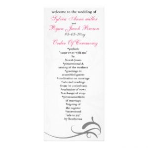 black and pink Wedding program rackcard