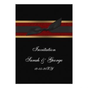 elegant red and black ribbon wedding invitation invitation