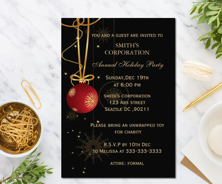Elegant corporate holiday party invitation