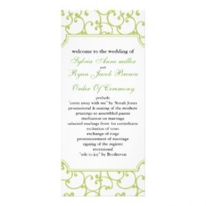 lime Wedding program rackcard