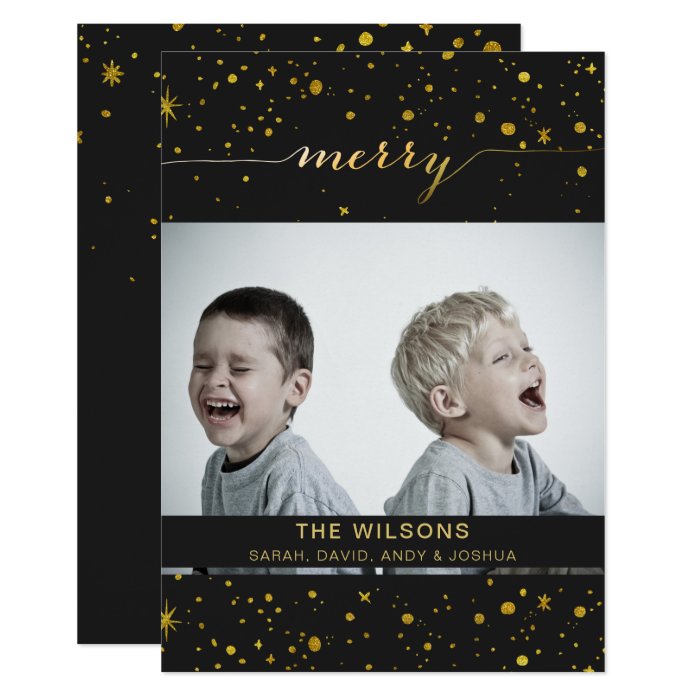 Sparkle Gold Confetti Photo Holiday Greeting Card