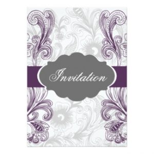 vintage violet ornate wedding  Invitations invitation